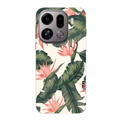 Oppo Find X9 Pro Green Laves Transparent Silicone TPU Θήκη